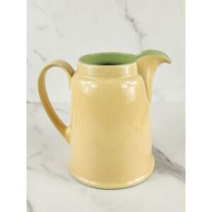 Denby Langley Jug Pitcher 32oz Handcrafted Lemon Yellow Green 6 1/4" England Vtg